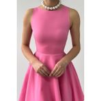 Kolsuz Fırfırlı Etekli Gizli Cepli Mini Balo & Mezuniyet Abiye Elbise 165 - Pudra Pembe - 40