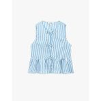 Kolsuz Fiyonklu Önden Bağlamalı Çizgili Peplum Bluz