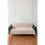 Koltuk Örtüsü 175X215 cm Çekyat Örtüsü Premium Şönil Jakar Kumaş Kaydırmaz, Yıkanabilir** - 175 x 215 cm - Krem