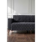 Koltuk Örtüsü 175X215 cm Çekyat Örtüsü Premium Şönil Jakar Kumaş Kaydırmaz, Yıkanabilir** - 175 x 215 cm - Siyah