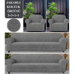 Koltuk Örtüsü 3+3+1+1 Takımı Lastikli Esnek Yıkanabilir Çekyat Kanepe Kılıfı - 180 x 230 cm - Koyu Gri