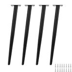 Koltuk ve Masa için Ayarlanabilir Metal Mobilya Ayakları - 4'lü Paket 55 cm Siyah Konik Destek Ayakları Masa Mutfak Dolapları ve Vidalı Dolap için
