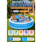 Koltuklu Şişme Aile Havuzu 229X79 Cm Bahçe Balkon Yazlık Büyük Boy Mavi Havuz Keyfi