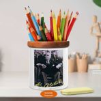 Koltukta Oturan Kemal Atatürk Ahşap Seramik Kalemlik -s112 - Renkli