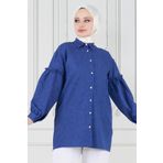Kolu Fırfır Detaylı Tunik-Lacivert