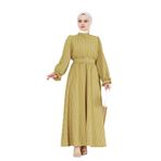 Kolu Volanlı Kemerli Henna Elbise-Hardal