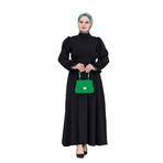 Kolu Volanlı Kemerli Henna Elbise-Siyah