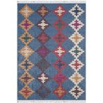 Koluszki Lacivert Madalyon Modern Geometrik Etnik Desenli Boho Makinada Yıkanabilir Hav Toz Vermez Leke Tutmaz Kaymaz Taban Dijital Makine Baskı Halı Oturma Odası Salon Yolluk Koridor Mutfak Halısı