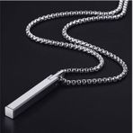 Kolye Kadın Simple Clavicle Hip Hop Street Necklace, Tungsten Pendant Men's Necklace，Birthday Gift/Pendant Necklace Kolye Minimal(A-Silver 60cm Chain)