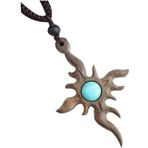 Kolye Kadın Wooden Pendant Necklace Long String Necklace Accessories, Unique Handmade Carved Wooden Pendant With Cyan Bead Jewelry Kolye Minimal