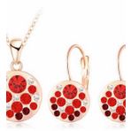 Kolye Küpe Set Red Passion Avusturya Kristal Rose Gold Altın Kaplama