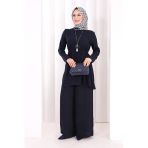 Kolyeli Tunik Pantolon Takım 8027 Lacivert
