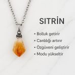 Kolyeucum Evcikuş Doğal Sitrin Taşı Kolye – Ham Doğal Taş Kolye, Enerji Taşı, Minimal Tasarım Kolye - Bal Rengi