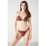 Kom 1M13MBKY231.131-C00184 Hijau Desenli Parlak Kumaş String Bikini