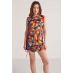 Kom 1M13MSPY241.027-C00184 Rainbow Geometrik Desenli Elbise
