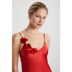 Kom 1U13CGCY251.004-C00116 Rose Gül Detaylı Kısa Saten Gecelik