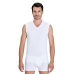 Kom Erkek Beyaz V Yaka Atlet, 2XL, K-3003