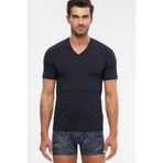 Kom Erkek Lacivert Penye Modal Kısa Kol V-yaka T-shirt, L Beden
