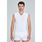Kom Francesco V Yaka Erkek Atlet - 2XL - Beyaz