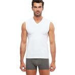 KOM Francesco V Yaka Pamuklu Atlet (2 Paket) - -, XL, P21542S2847, Beyaz, Erkek