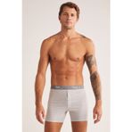 KOM İç Giyim Kom Long Şort Erkek 2'li Boxer Gri Melanj