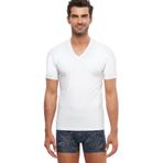 KOM Penye Modal Kısa Kol V-Yaka T-Shirt 2 Li, 2XL, antoniotshirt1, Beyaz, Erkek