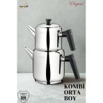 Kombi Orta Boy Bakalit Kulplu Çaydanlık Takımı - Siyah