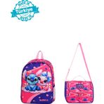 Kombin Stiç Temalı Stitch Anaokul Çantası ve Termal Beslenme Çantası Set - Mor