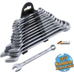 Kombine Anahtar Takımı Seti 12'Li Kısa Tip Kombine Ağız Ağızlı Tip Anahtar Chrome Vanadium 12 Li