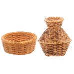 KOMBIUDA 1 Takım bebek evi dekorasyon sepet Aksesuarlar Dokuma Minyatürler mini biraz dekoratif objeler Süs eşyası Küçük ev süsleri bebek evi mobilyaları Minyatür Oyuncak reçine Light Brown