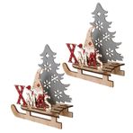 KOMBIUDA 2 Noel Süsleri Noel Baba Kızağı Dekorasyon Noel Kızak Süslemeleri Santa Masa Süslemeleri Parti Festivali Için Ev Süsü Noel Bebek Süsleme Noel Süsü Heykel Ahşap Bambu 3 Boyutlu