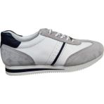 Komcero 4Y1543 Ince Taban Erkek Deri Sneakers Spor Ayakkabı - Beyaz-Gri