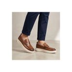 KOMCERO Bağsız Bant Sade Model Yüksek Taban Hakiki Deri Günlük Loafer Ayakkabı, 42, PRA-13836317-928431, Taba, Erkek