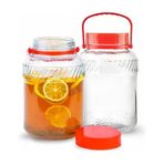 Komdndht 1 Galon Kapaklı (2 Paket) 130 oz Büyük Mason Kavanozlar Geniş Ağız, Güneş Çayı için, Büyük Kombucha Şeffaf+Kırmızı