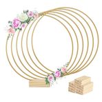Komdndht 12 "Metal Çiçek Hoop Centerpiece Şerit Ahşap Standları Fit Masa Dekorasyon Metal+Ahşap Duvar Asılı 6 ADET