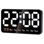 Komdndht Dijital Duvar Saati, 9 inç LED Dijital Saat Büyük Ekran, 12/24H, Büyük Rakamlar, Küçük Sessiz Duvar Saati 21,5 X 3 X 11 cm (Beyaz)