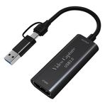 Komdndht USB3.0 Video Yakalama Kartı 4K - Gamingg Streaming Canlı Yayın için 1080P 60fps USB Tip C Kaydı ile Uyumlu, Kullanımı Kolay