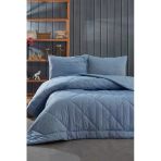 Komfort Home Battal Boy 100 Pamuk Kumaş Mavi Yorgan Seti