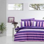 Komfort Home Çift Kişilik Ranforce Nevresim Takımı (Stripe Lila) - 200 x 220 cm