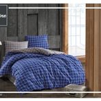 Komfort Home Ekose Ranforce Mavi Tek Kişilik Nevresim Takım