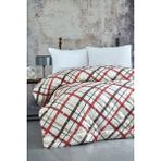 Komfort Home Tek Kişilik Baskılı Pamuklu Silikon Yorgan 155x215 Cm - 155 x 215 cm - Kırmızı - Bej