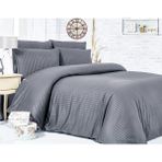 Komfort Home Tek Kişilik Çizgili Pamuk Saten Nevresim Takımı - 160 x 220 cm - Antrasit