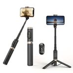 KOMI Selfie Çubuğu Tripod, Şarj Edilebilir Kablosuz Uzaktan Kumandalı Hepsi Bir Arada Akıllı Telefonlar için iPhone 15 14 Pro, Max, Samsung, Android, iOS ile Uyumlu (Siyah)