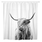 Komik eşek duş perdesi, kır evi, ayçiçeği eşek, yıkanabilir polyester duş perdesi, halkalı ve 12 perde halkalı, banyo, 180 x 200 cm(Ochse,180 * 200cm)