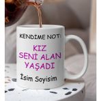 Komik - Esprili Kendime Not Seni Alan Yaşadı Yazılı Komik Kupa Bardak - Beyaz