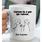 Komik - Esprili Kupa Kankam Ile 2 Gün Ayrı Kalınca Tasarımlı Komik Kupa Bardak - Beyaz