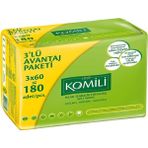 Komili Islak Havlu 3x60'lı 180 Yapraklı Günlük Kullanım İçin Ferah Koku Sağlayan