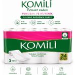 Komili Tuvalet Kağıdı 24 Rulo 3 Katlı Yumuşak ve Dayanıklı Ekonomik Paket