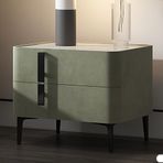 Komodinler Modern Minimalist Komodin, Yan Sehpa W/Sahte Mermer Üst, Çift Çekmeceli Dolap Otel Komodin Ev Mobilyaları Sehpalar Yatak Odası için Uygun (Renk: Yeşil)