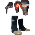Komodo Sport Boks Eldiveni 10 Oz/kick Boks,muay Thai Ayak Bilek Çorap/3,5 Metre Boks Bandajı 3 Lü Set - Siyah